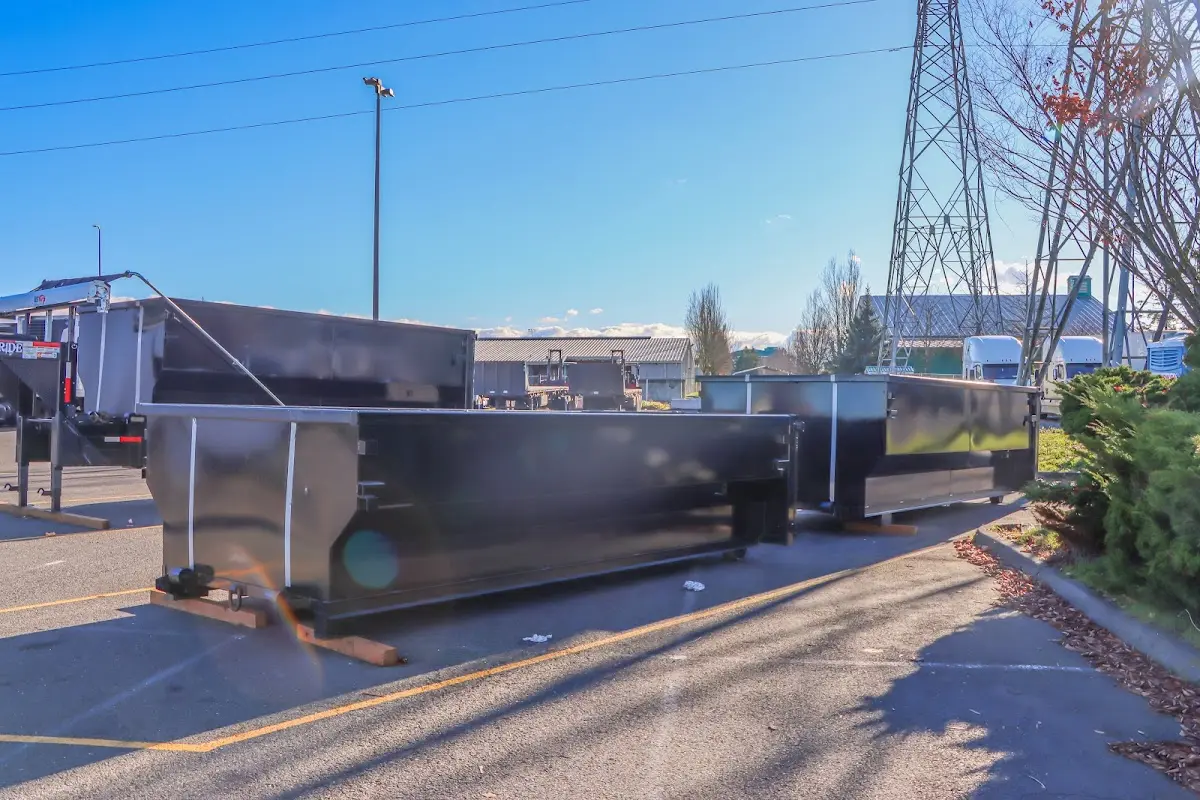 Roll-off dumpster ready for waste disposal at job site for Yard Waste Dumpster Rental in Upper Chichester